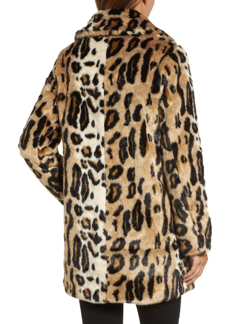 Kensie Kensie Leopard Spot Reversible Faux Fur Coat Outerwear 