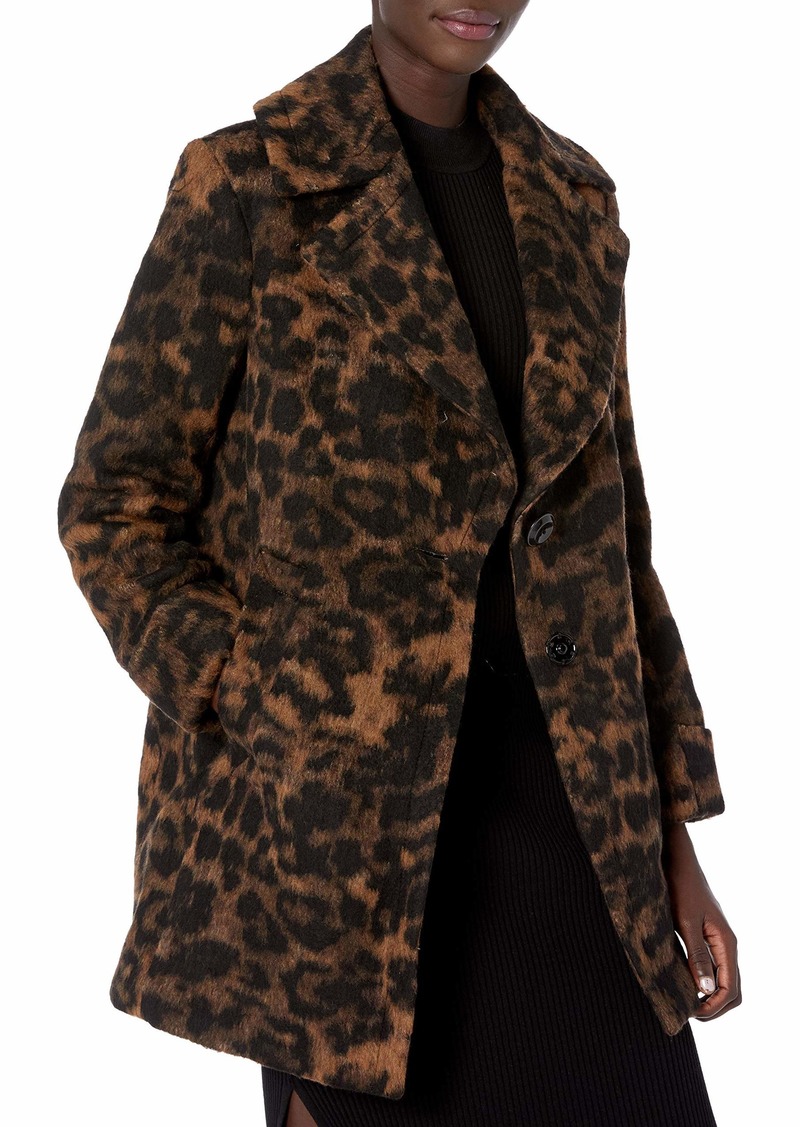 Kensie Women's Outer Notch Collar 3/4 Wool Coat