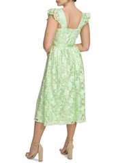 kensie Women's Embroidered Mesh A-Line Dress - Lily Green