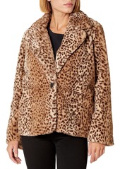 kensie Women's Leopard Fur Jacket  Extra Large