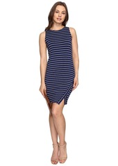 Kensie Women's Light Weight Viscose Spandex Stripe Dress with Slit  L