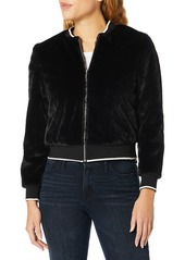 Kensie Women's Luxe Faux Fur Bomber Jacket black M