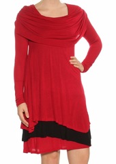 Kensie Women's Sheer Viscose Layered Dress red M