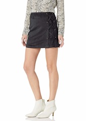 kensie Women's Stretch Suede Skirt with Lace Up Side  XS