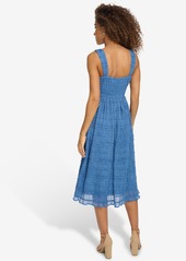 kensie Women's Textured Sweetheart-Neck Midi Dress - Chambray