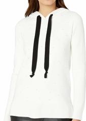 kensie Women's Viscose Blend Hooded Pearl Sweater  XL