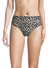 Kensie Leopard-Print High-Rise Bikini Bottom