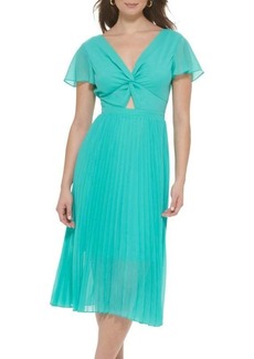 Kensie Pleated Chiffon Midi Dress