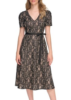 Kensie Lace A-Line Midi Dress