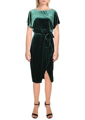 Kensie Womens Velvet Boatneck Midi Dress