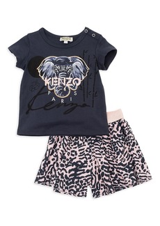 Kenzo Baby's & Little Girl's 2-Piece Animal-Print T-Shirt & Shorts Set