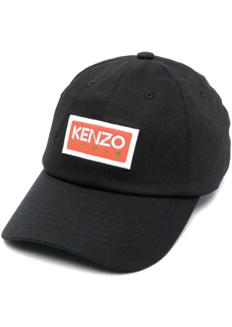 Kenzo Black Baseball Cap with Front Logo in Cotton Man
