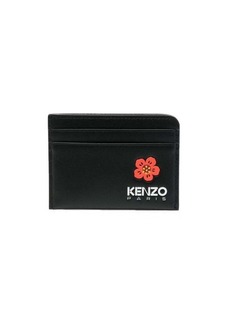 Kenzo Black Cardholder with Boke Flower Logo in Calf Leather Man