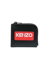 Kenzo Black Coin Purse with Logo Print in Leather Man