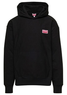 Kenzo Black Hoodie with Logo Print at the Front and Back in Stretch Cotton Man