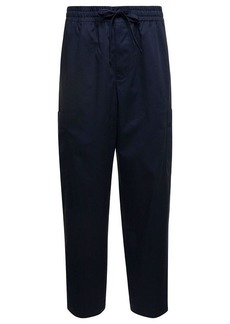 Kenzo Blue Cargo Pants with Drawstring and Logo Patch in Cotton Woman