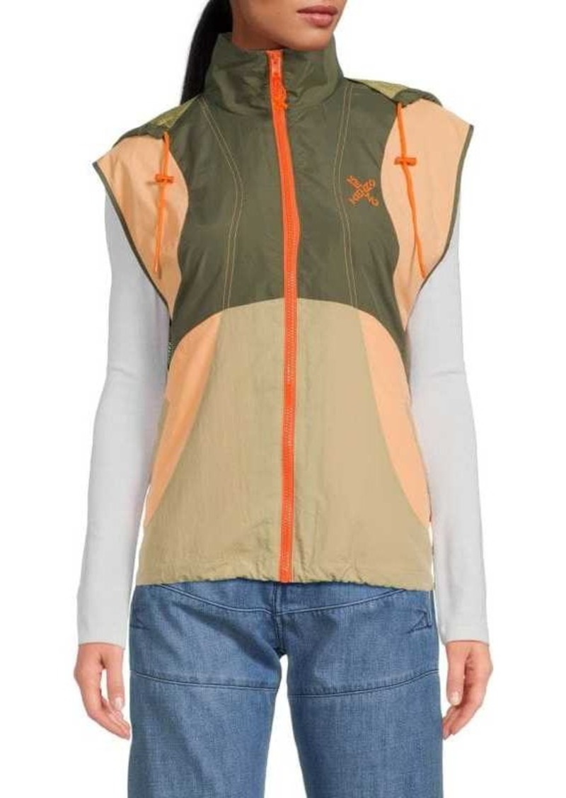 Kenzo Colorblock Hooded Zip Windbreaker Vest