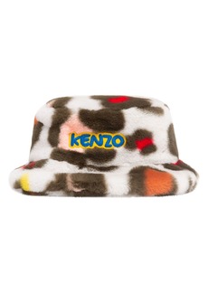 Kenzo Faux Fur Bucket Hat W/logo