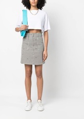 Kenzo floral-embroidered stripe-print skirt