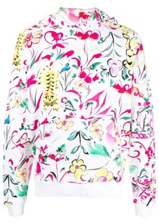 Kenzo floral-print logo-patch hoodie
