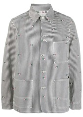 Kenzo floral-embroidered striped shirt jacket