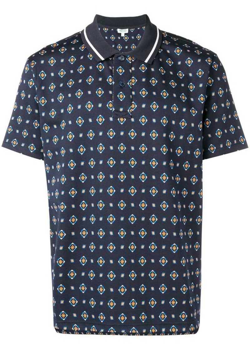geometric print polo shirt