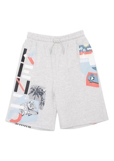Kenzo Gray Tiger & Logo Print Shorts