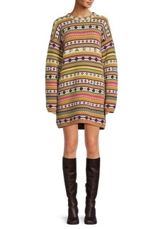 Kenzo Jacquard Wool Sweater Mini Dress