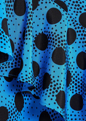 KENZO - Asymmetric ruffled polka-dot silk dress - Blue - FR 36