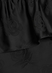 KENZO - Asymmetric ruffled satin-jacquard dress - Black - FR 34