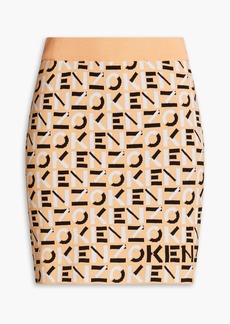 KENZO - Jacquard-knit cotton-blend mini skirt - Orange - XL