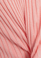 KENZO - Metallic ribbed cotton-blend peplum sweater - Pink - S