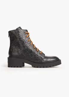 KENZO - Pike embossed leather combat boots - Black - EU 36