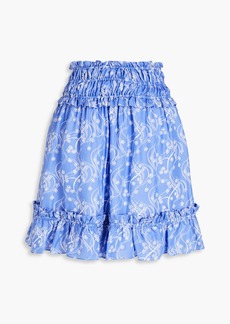 KENZO - Ruffled printed twill mini skirt - Blue - FR 34