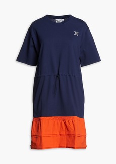 KENZO - Shell-paneled printed cotton-jersey mini dress - Blue - XS