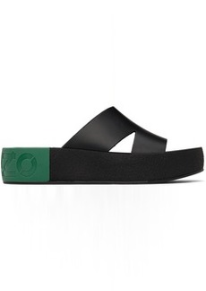 Kenzo Black & Green Kenzoyama Leather Sandals