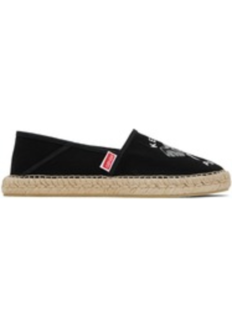 Kenzo Black Kenzo Paris Elephant Embroidered Canvas Espadrilles