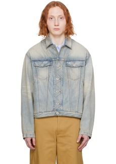 Kenzo Blue Kenzo Paris Drawn Varsity Denim Jacket