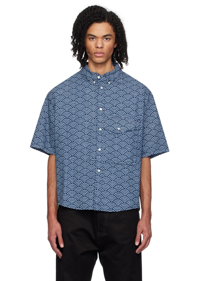 Kenzo Blue Kenzo Paris Seigaiha Denim Shirt