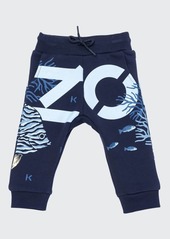 Kenzo Boy's Tiger Icon Logo Fish-Print Jogger Pants  Size 6-18M