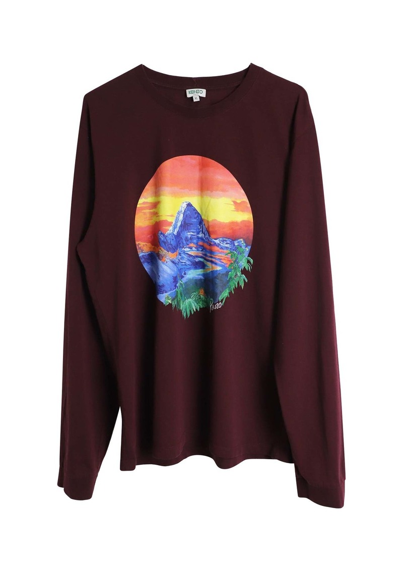 Kenzo Classic Painting Long Sleeve T-Shirt in Maroon Cotton