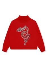 KENZO Kids' Dragon Patch Cotton Blend Sweater