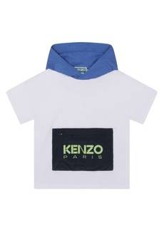 KENZO Kids' Hooded Zip Pocket T-Shirt in 10P-White at Nordstrom