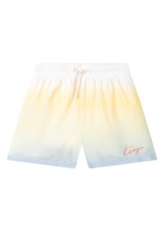 KENZO Kids' Ombré Swim Trunks in Yellow/Pale Blue at Nordstrom