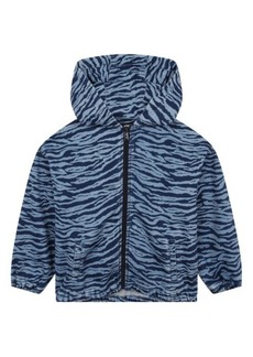 KENZO Kids' Tiger Stripe Zip-Up Graphic Hooded Jacket in 805-Slate Blue at Nordstrom
