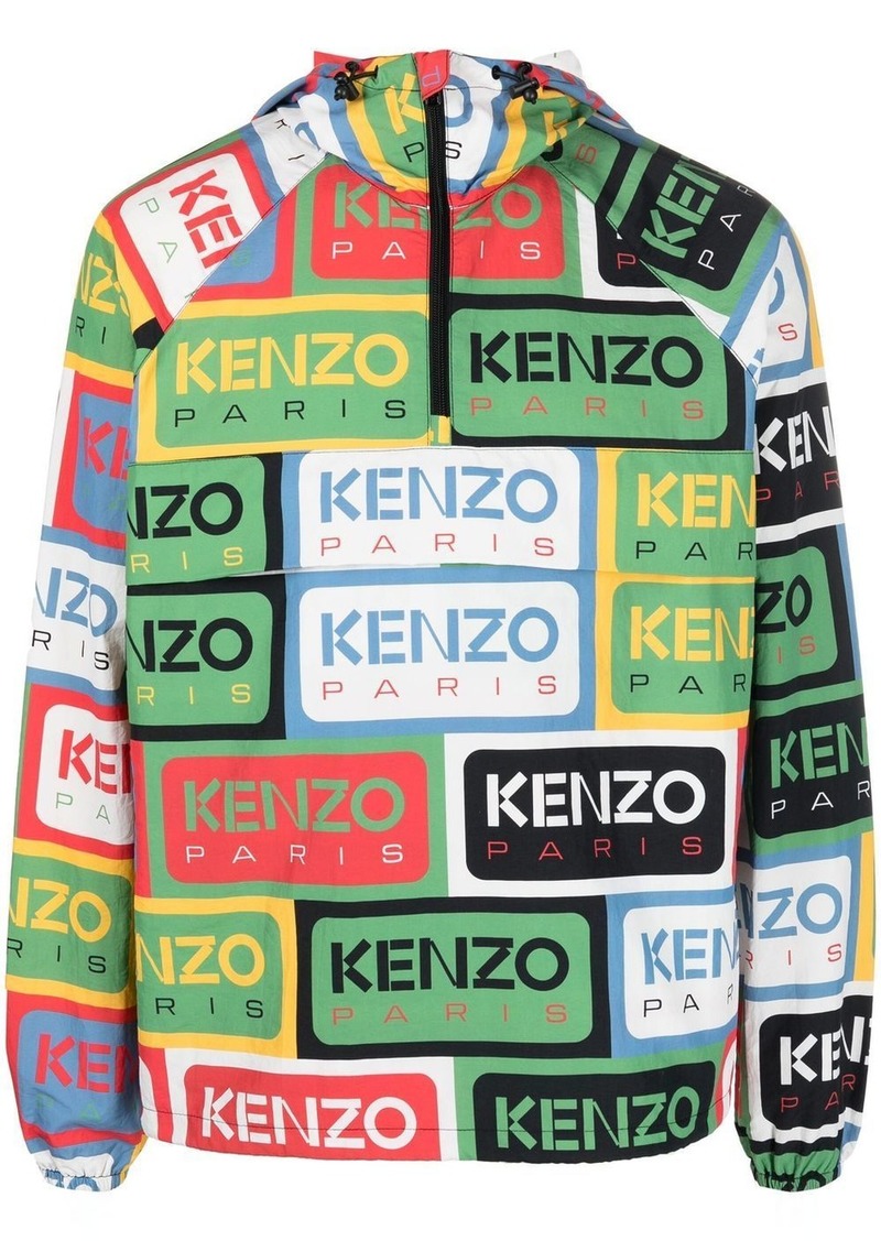 Green Kenzo Labels Half Zip Windbreaker