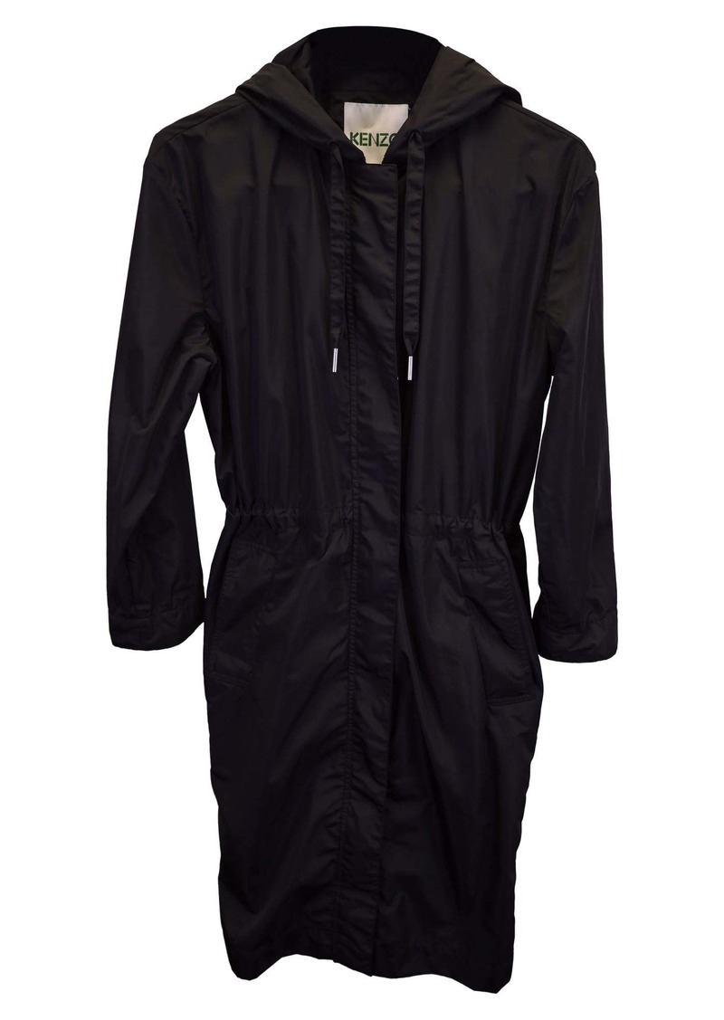 Kenzo Longline Hooded Raincoat in Black Polyester