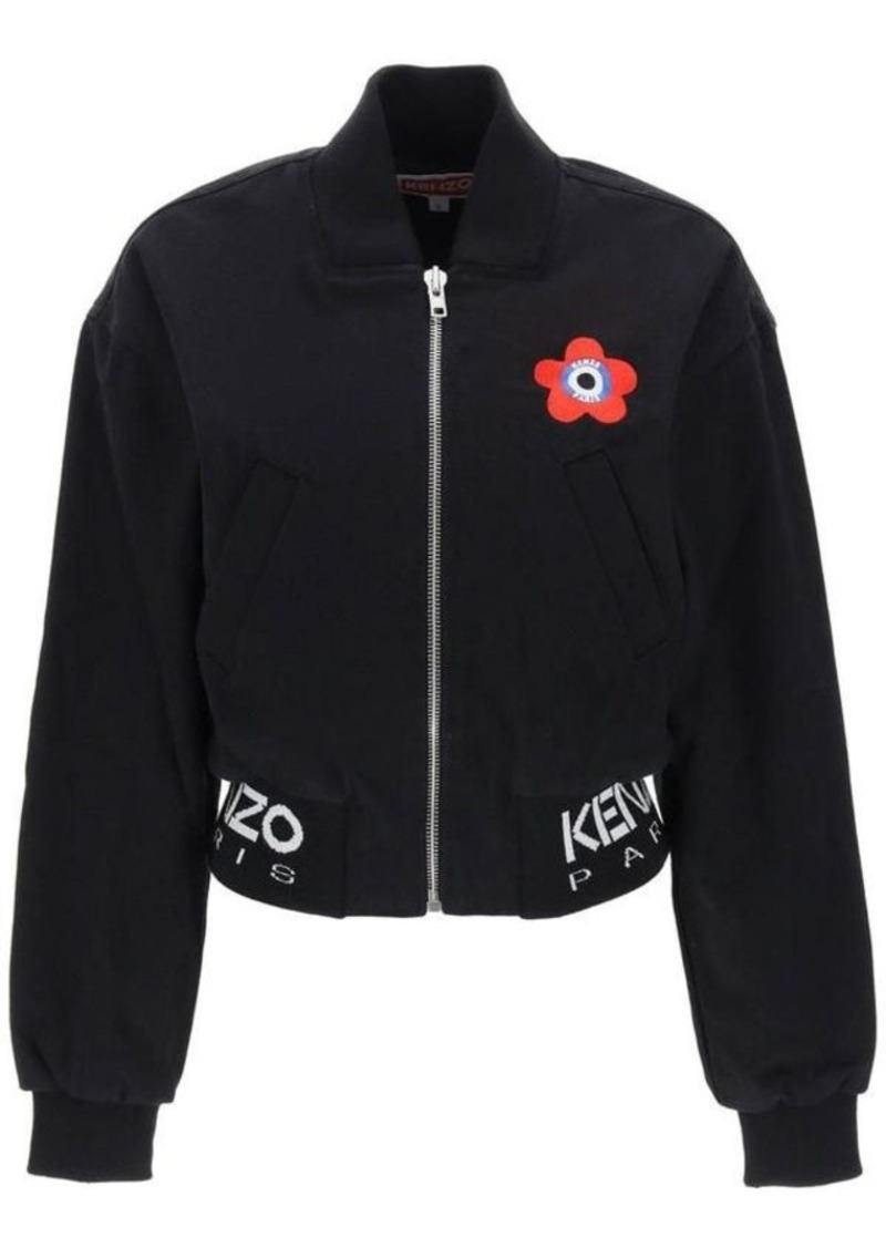 Kenzo target cropped bomber jacket in denim