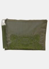 Kenzo Tiger Embroidered Canvas Zip Flat Pouch