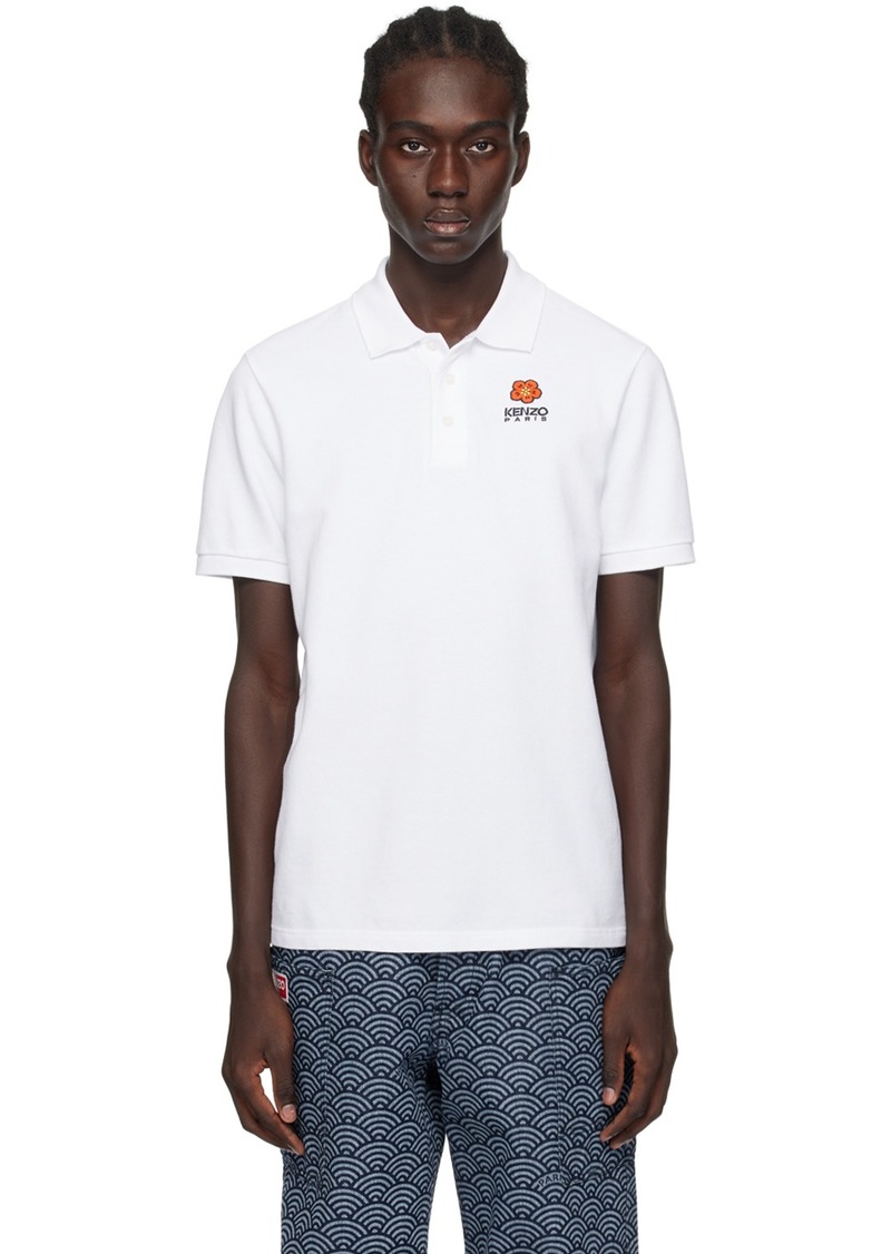 Kenzo White Kenzo Paris Boke Flower Crest Polo